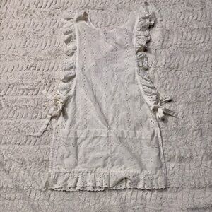 Vintage Apron Tree of California White Eyelet Ruffle Apron 1970s Cottagecore